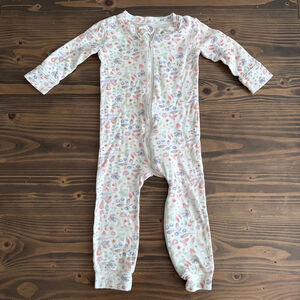 Owlivia Baby Footie 18-24M White Multicolor Floral Organic Cotton Zipper
